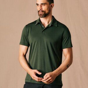 Huckberry Proof 72-Hour Merino Polo Shirt Classic Fit Forest Green Wool Blend